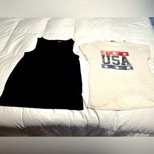 USA sleeveless, Kim Rogers, slit sides at bottom, set of 2 shirts